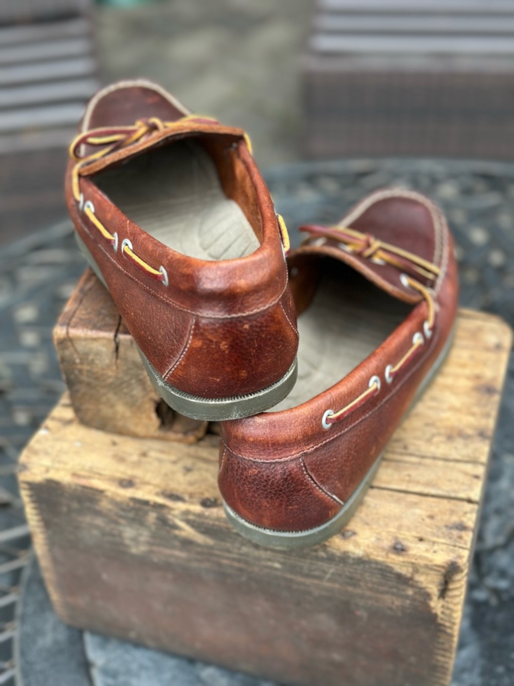 LL Bean Men's Brown Leather Moccasin Boat Shoes Loafers - Picture 3 of 8